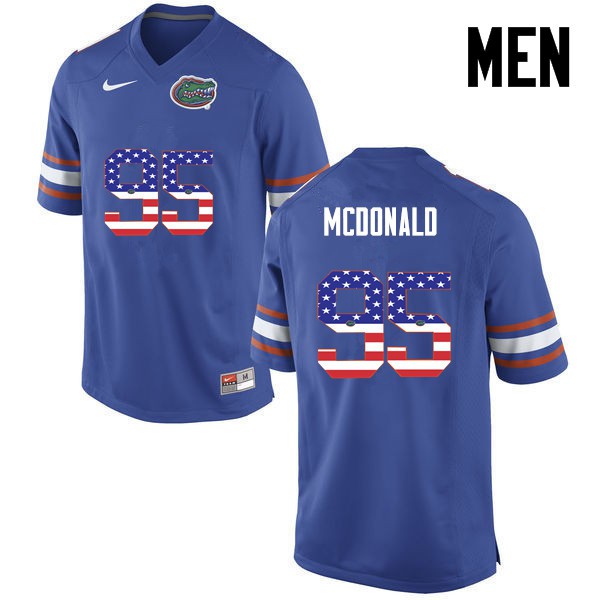 Florida Gators Men #95 Ray McDonald College Football USA Flag Fashion Blue